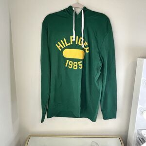 Tommy Hilfiger Men's Pullover Sleepwear Hoodie Sweatshirt Green Mens Large L‎